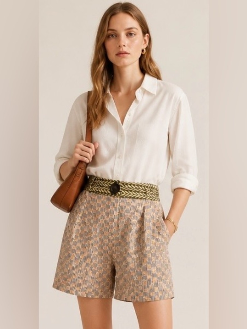COREY LYNN CALTER Anthropologie Shorts Lined Silk Geometric Mini